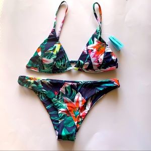 Cupshe Cheeky Gal Tropical Print Bikini Sz M